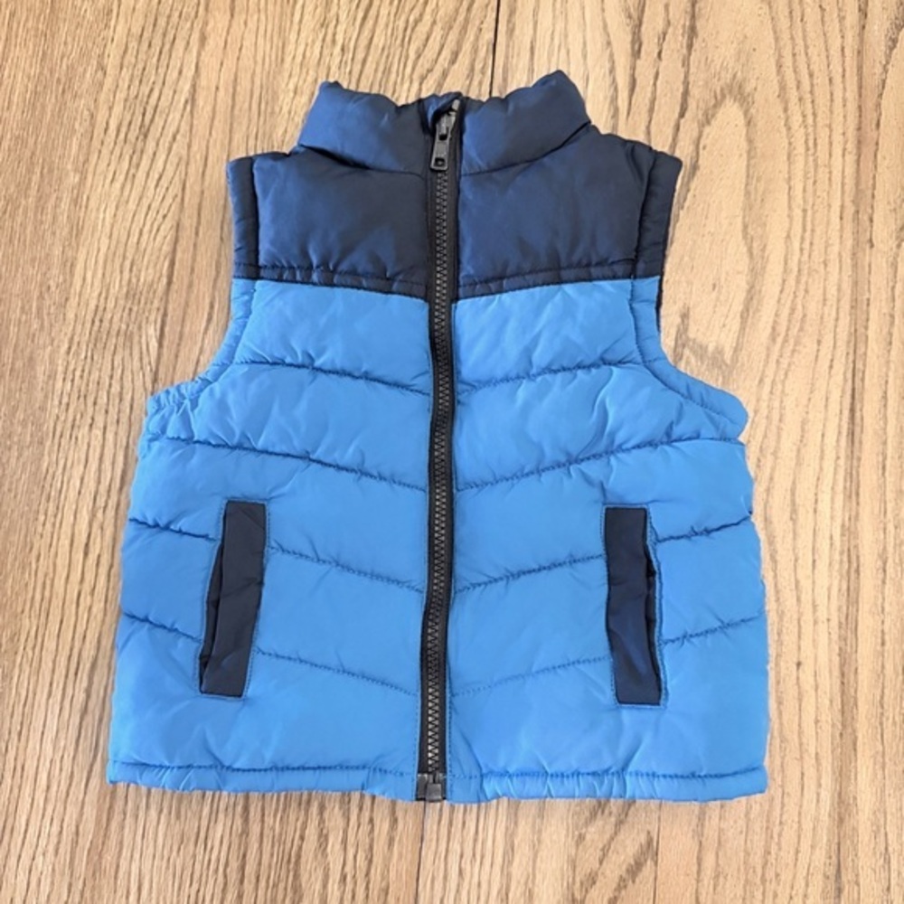 Gymboree Dark & Light Blue Puffer Vest EUC Sz 18-24 Mo BC